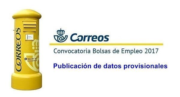 Publicación de datos provisionales en las Bolsas de Empleo de Correos 2017